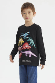 Polera Niño Fosforecente Negro