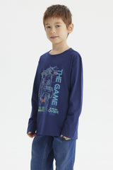 Polera Niño Fosforecente Azul Oscuro