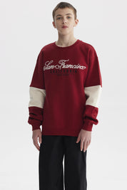 Polerón Niño College Franjas Rojo Oscuro