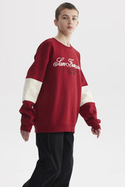 Polerón Niño College Franjas Rojo Oscuro