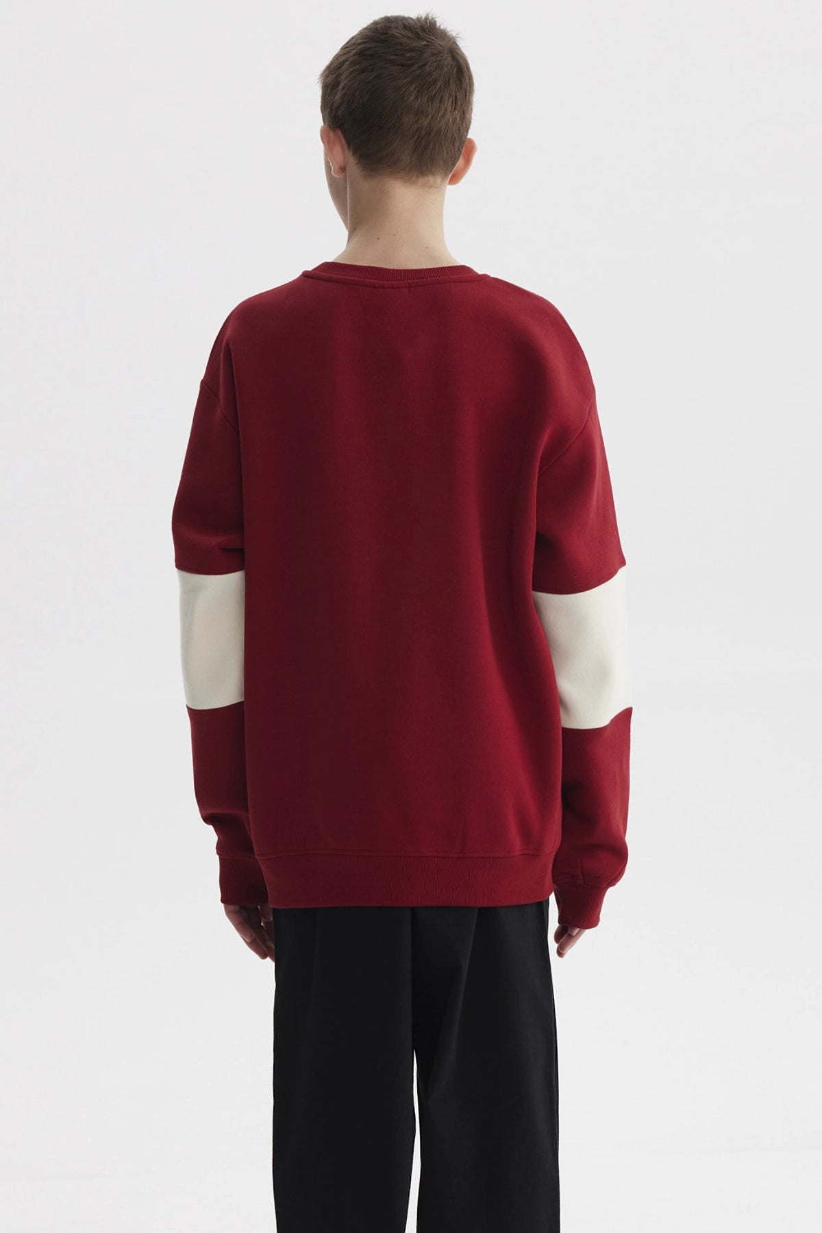 Polerón Niño College Franjas Rojo Oscuro