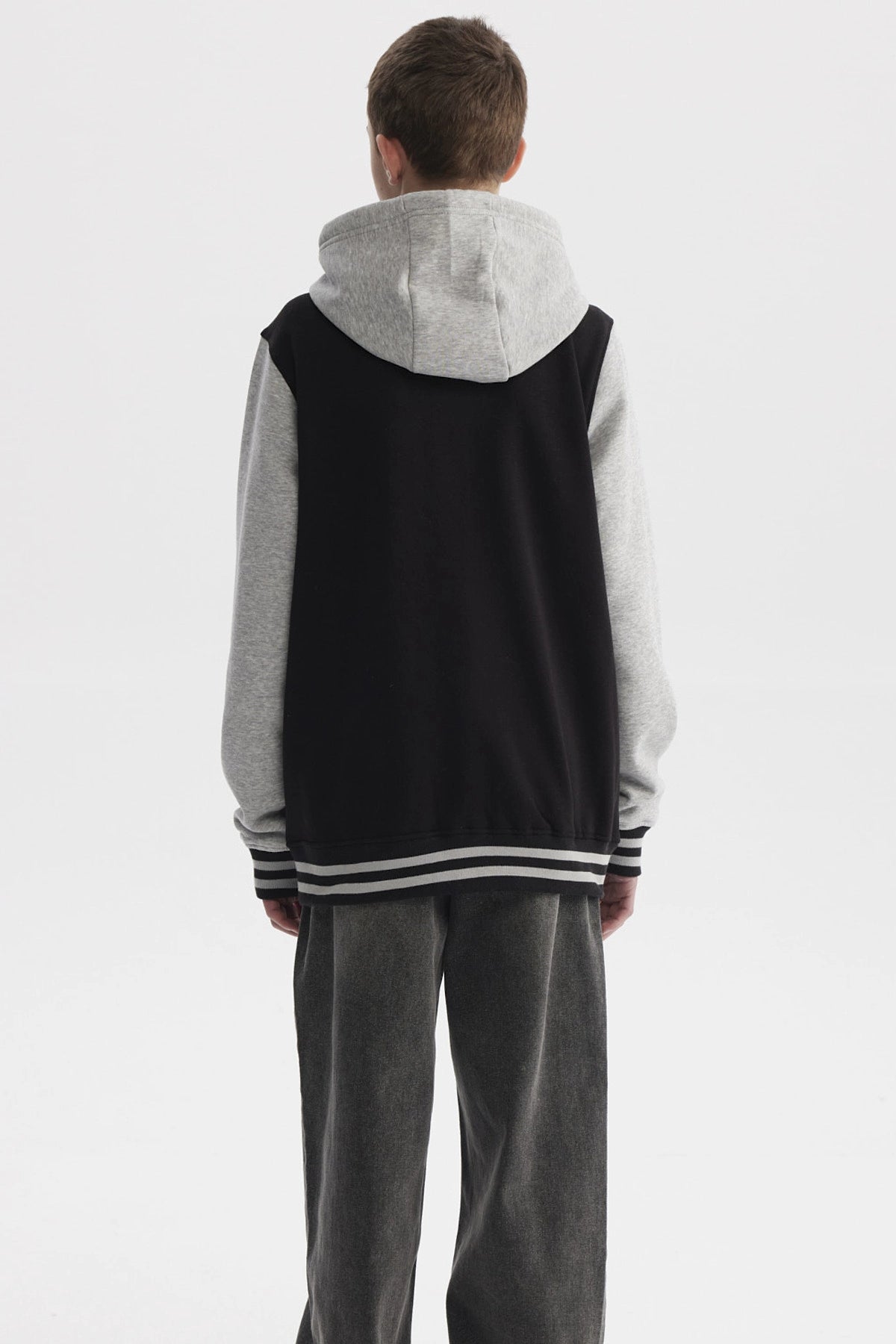 Polerón Niño College Full Zipper Negro