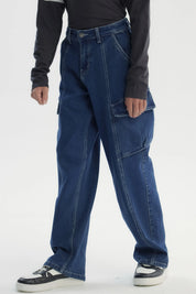 Jeans Niño Calce Recto Azul Oscuro