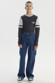 Jeans Niño Calce Recto Azul Oscuro