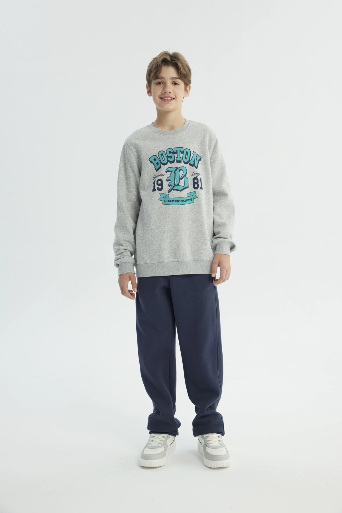 Polerón Niño Slim Gris Melange