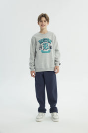 Polerón Niño Slim Gris Melange