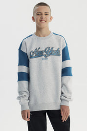 Polerón Niño Ancho Cuello Redondo Gris Melange Claro