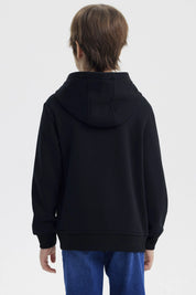 Polerón Niño Slim Con Gorro Negro