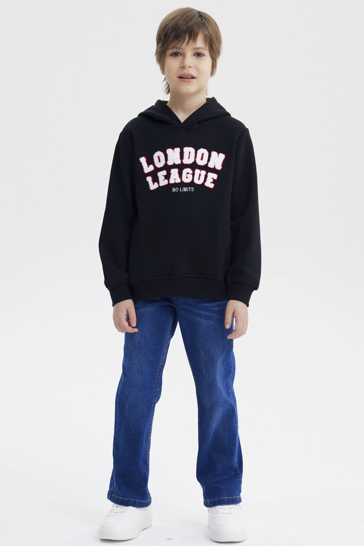 Polerón Niño Slim Con Gorro Negro