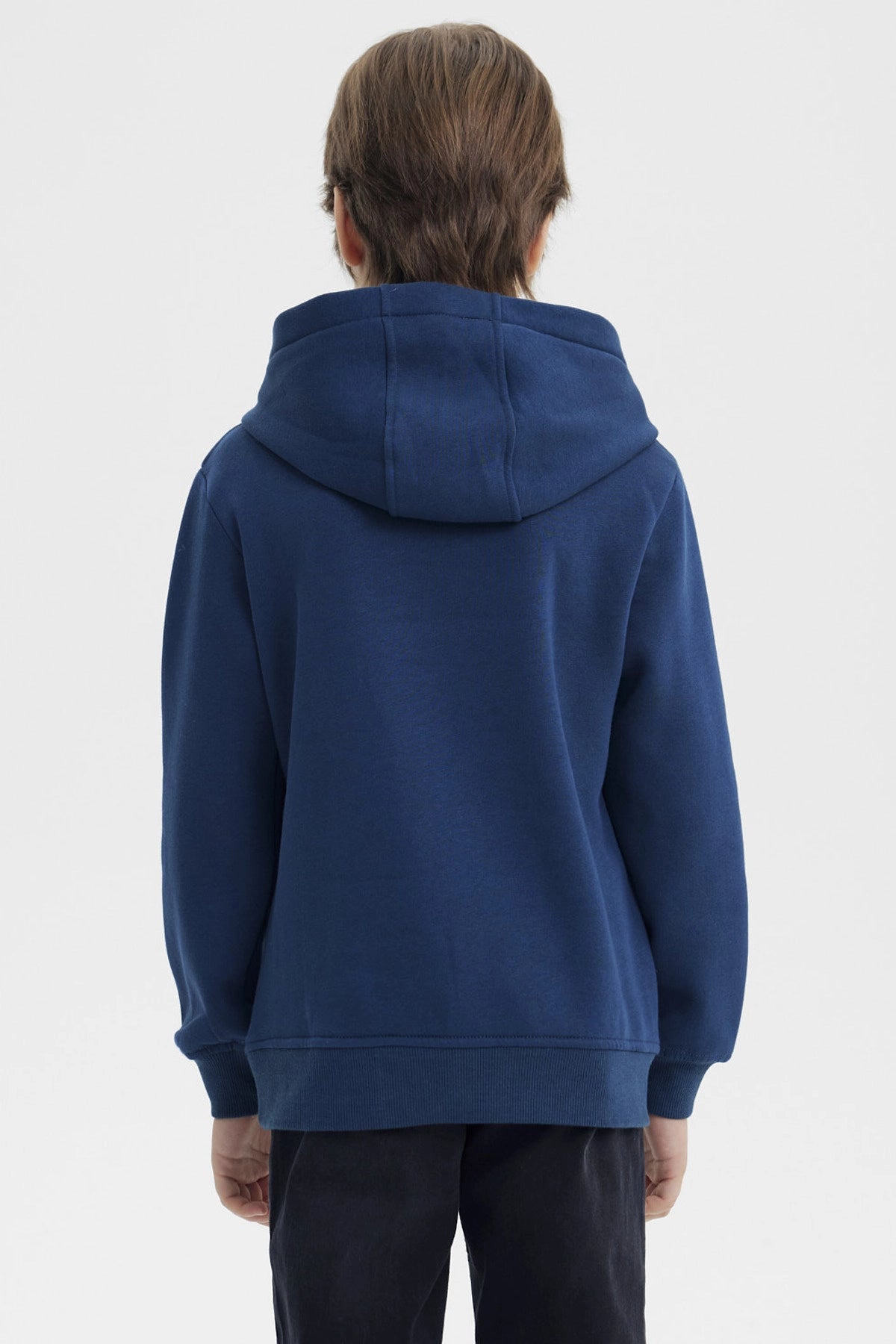 Polerón Niño Slim Con Gorro Azul Oscuro