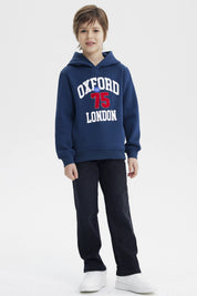 Polerón Niño Slim Con Gorro Azul Oscuro