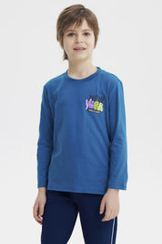 Polera Niño Slim Azul Petroleo