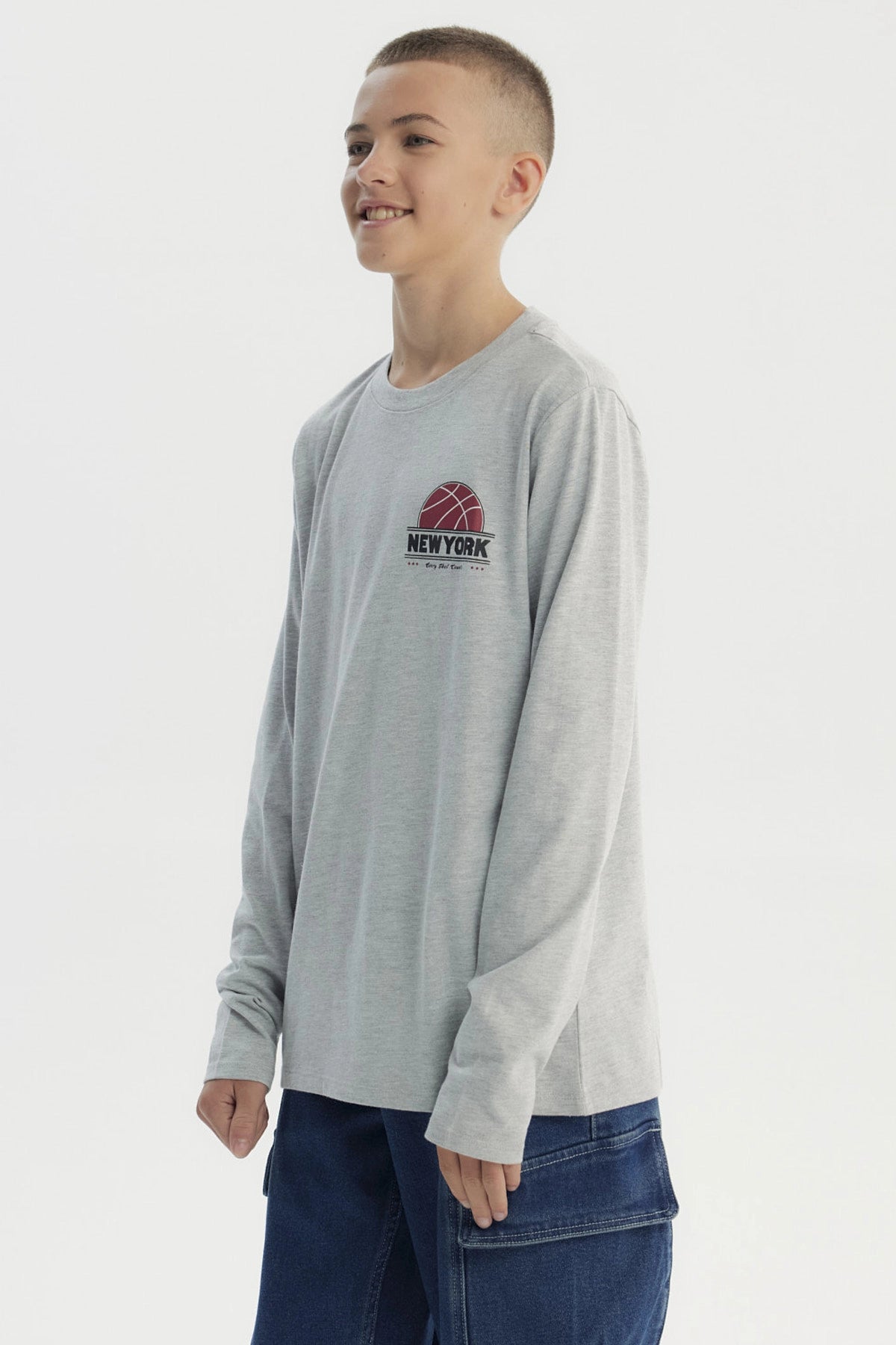 Polera Niño Slim Gris Melange
