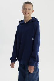 Polerón Niño Slim Con Gorro Azul Oscuro