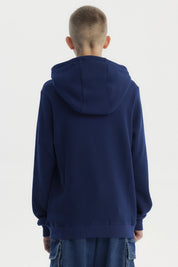 Polerón Niño Slim Con Gorro Azul Oscuro