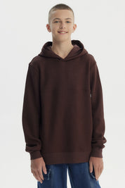 Polerón Niño Slim Con Gorro Café