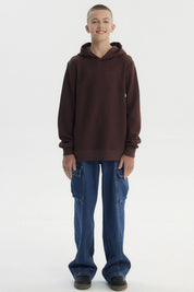 Polerón Niño Slim Con Gorro Café