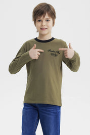 Polera Niño Slim Verde Militar