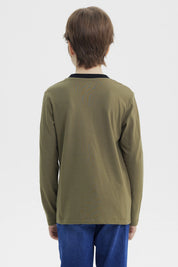 Polera Niño Slim Verde Militar