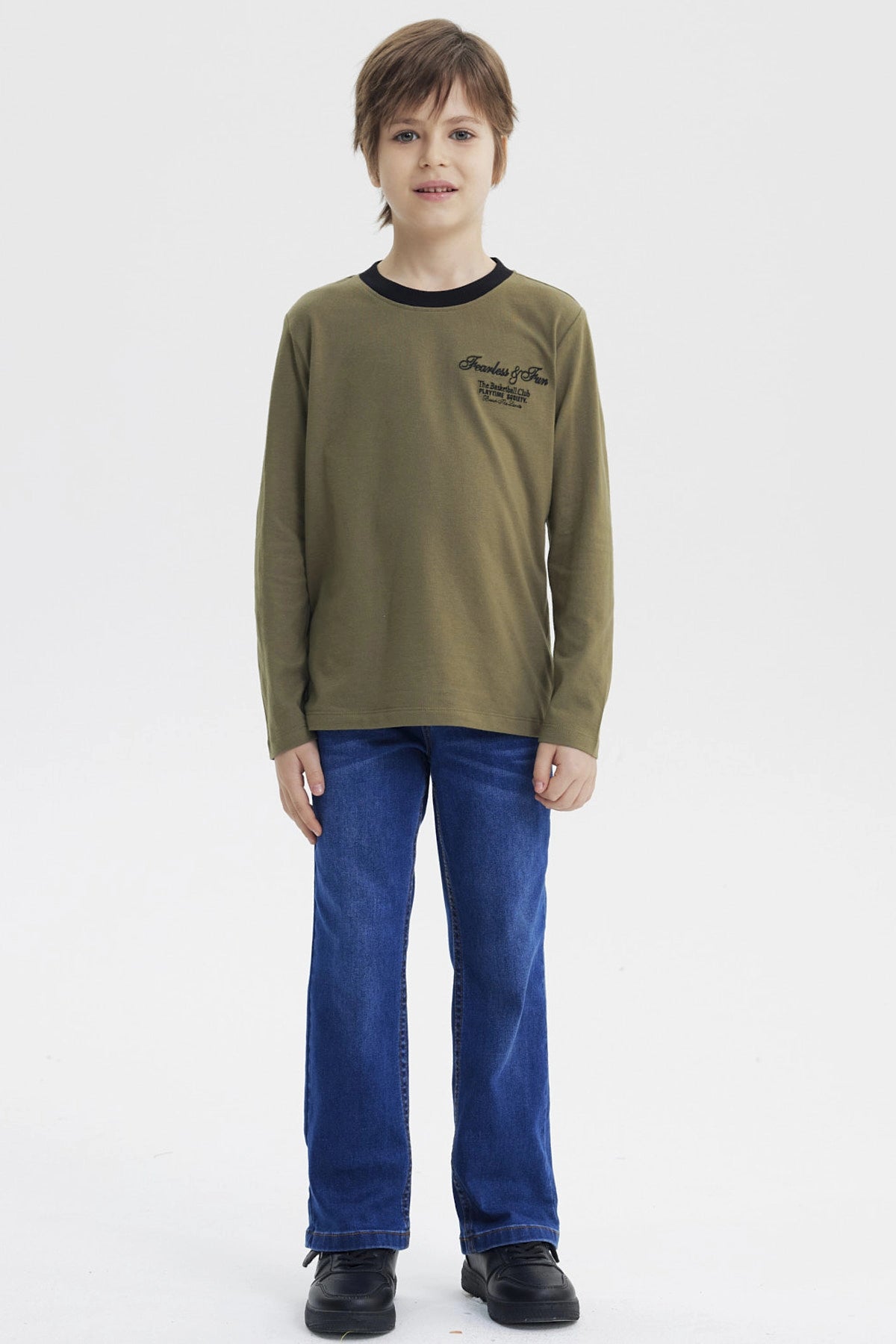 Polera Niño Slim Verde Militar