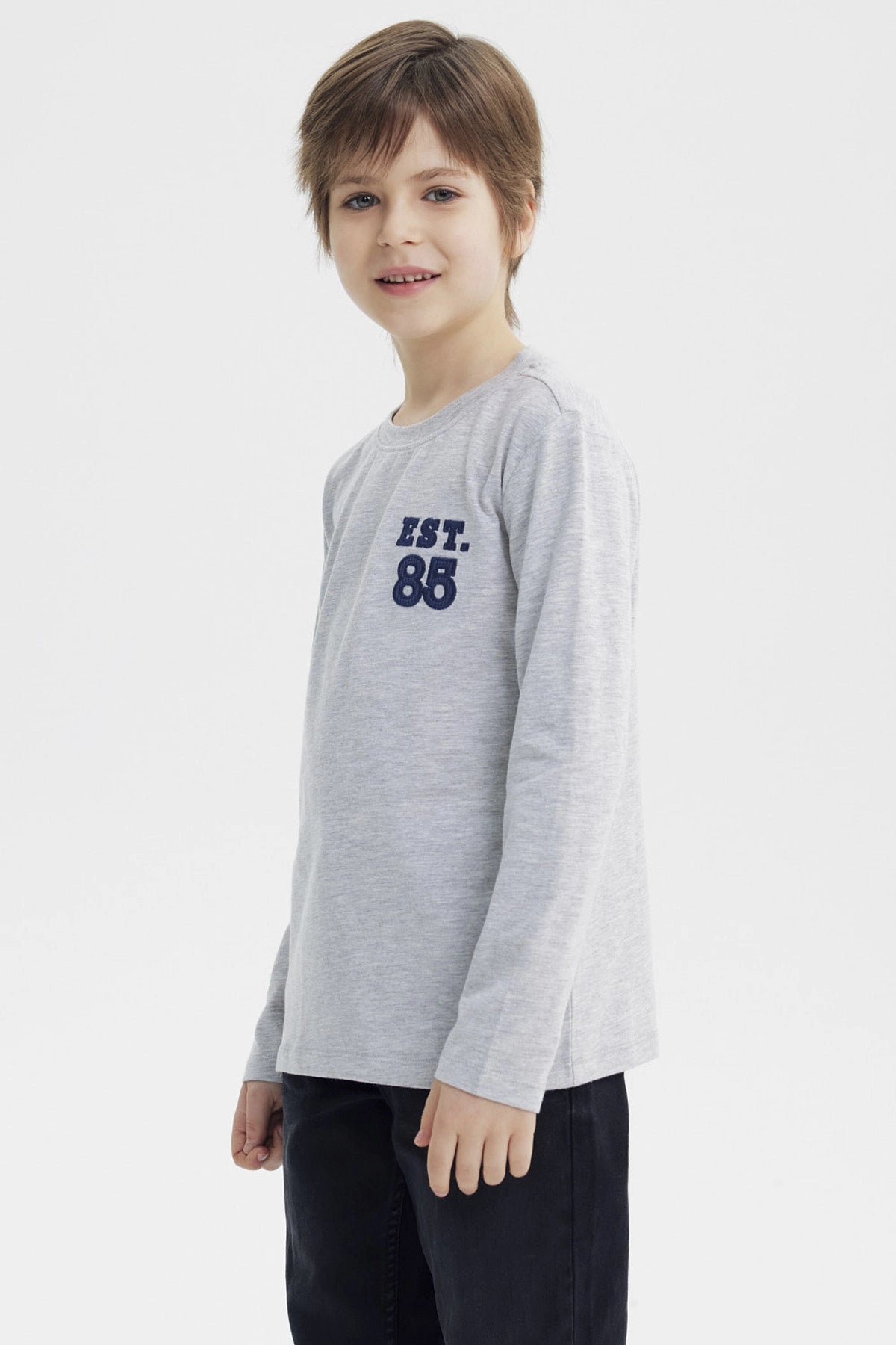 Polera Niño Slim Gris Melange