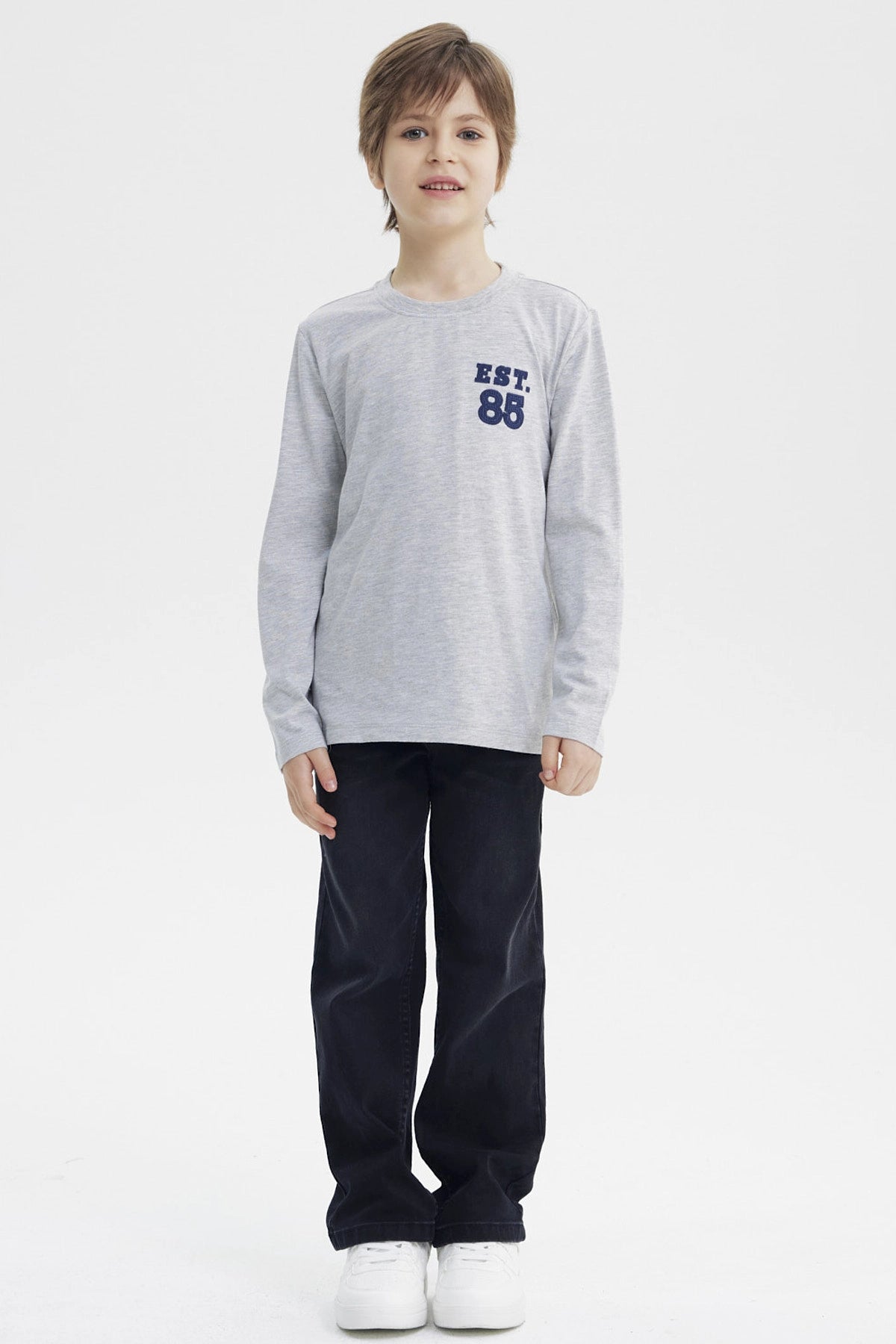 Polera Niño Slim Gris Melange