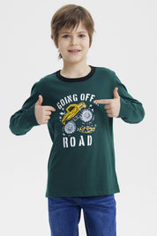 Polera Niño Slim Verde Oscuro