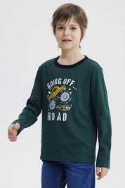Polera Niño Slim Verde Oscuro