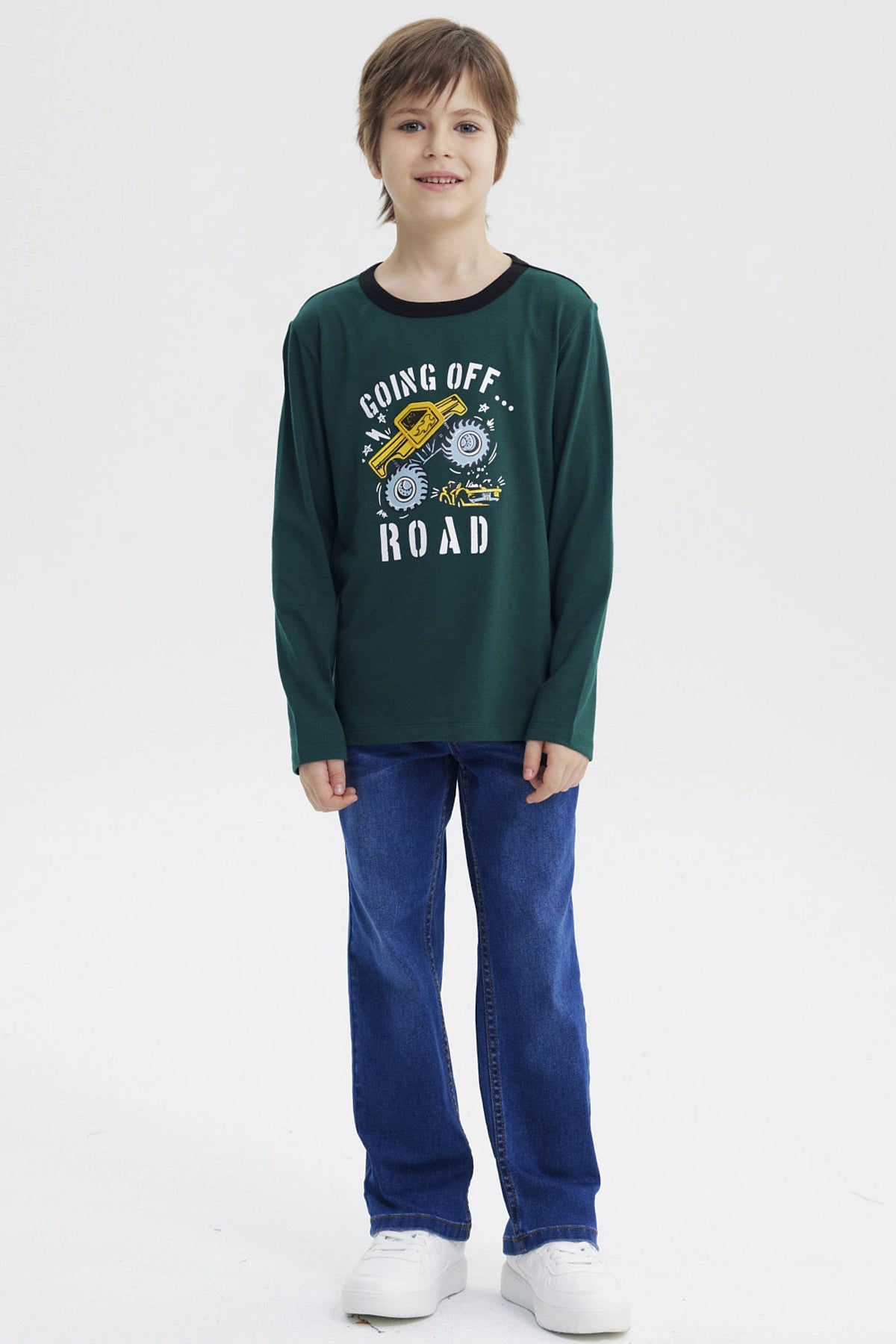 Polera Niño Slim Verde Oscuro