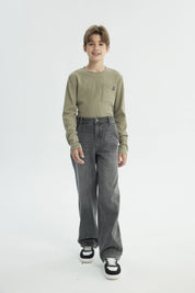 Jeans Niño Calce Recto Gris Oscuro