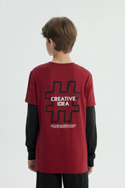 Polera Niño Regular Rojo Oscuro