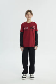 Polera Niño Regular Rojo Oscuro