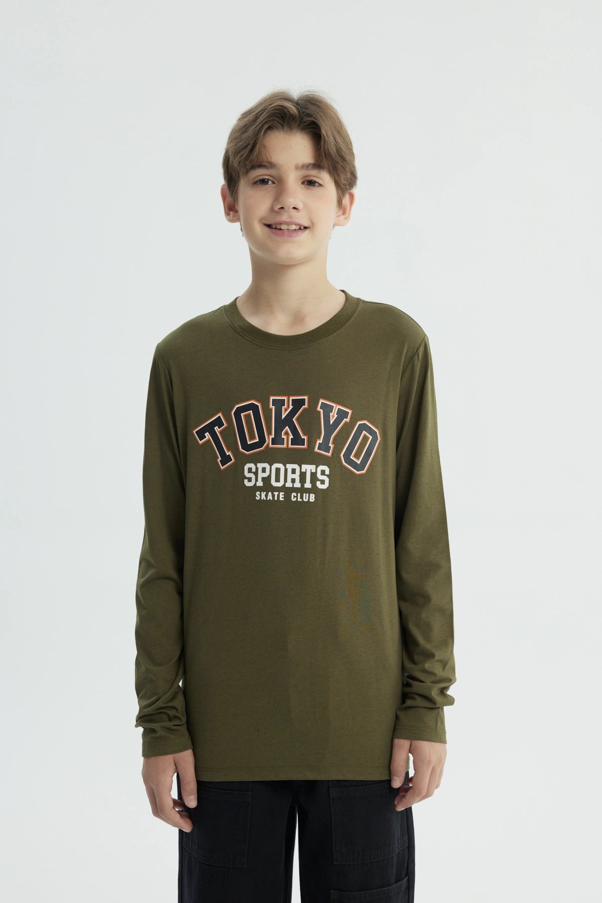 Polera Niño Regular Verde Militar