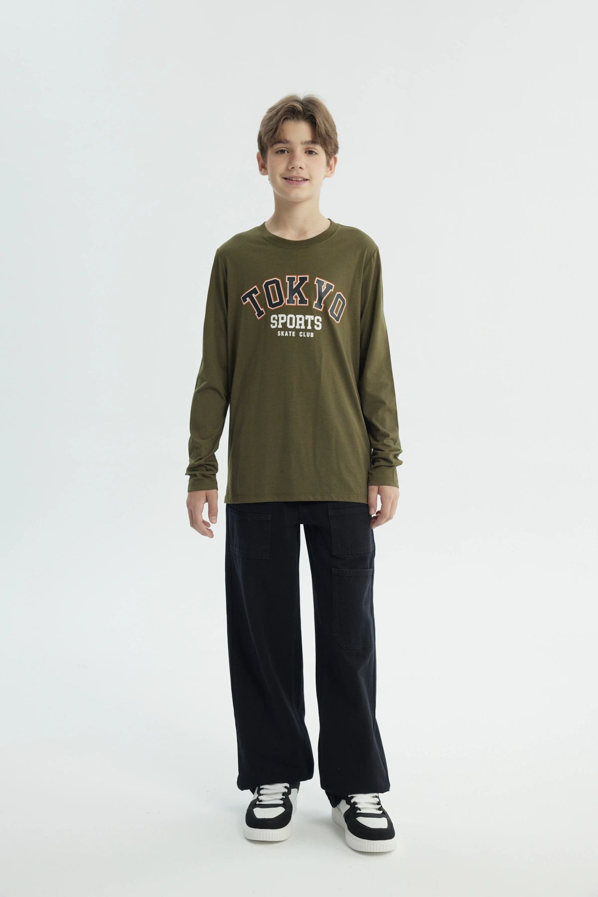 Polera Niño Regular Verde Militar