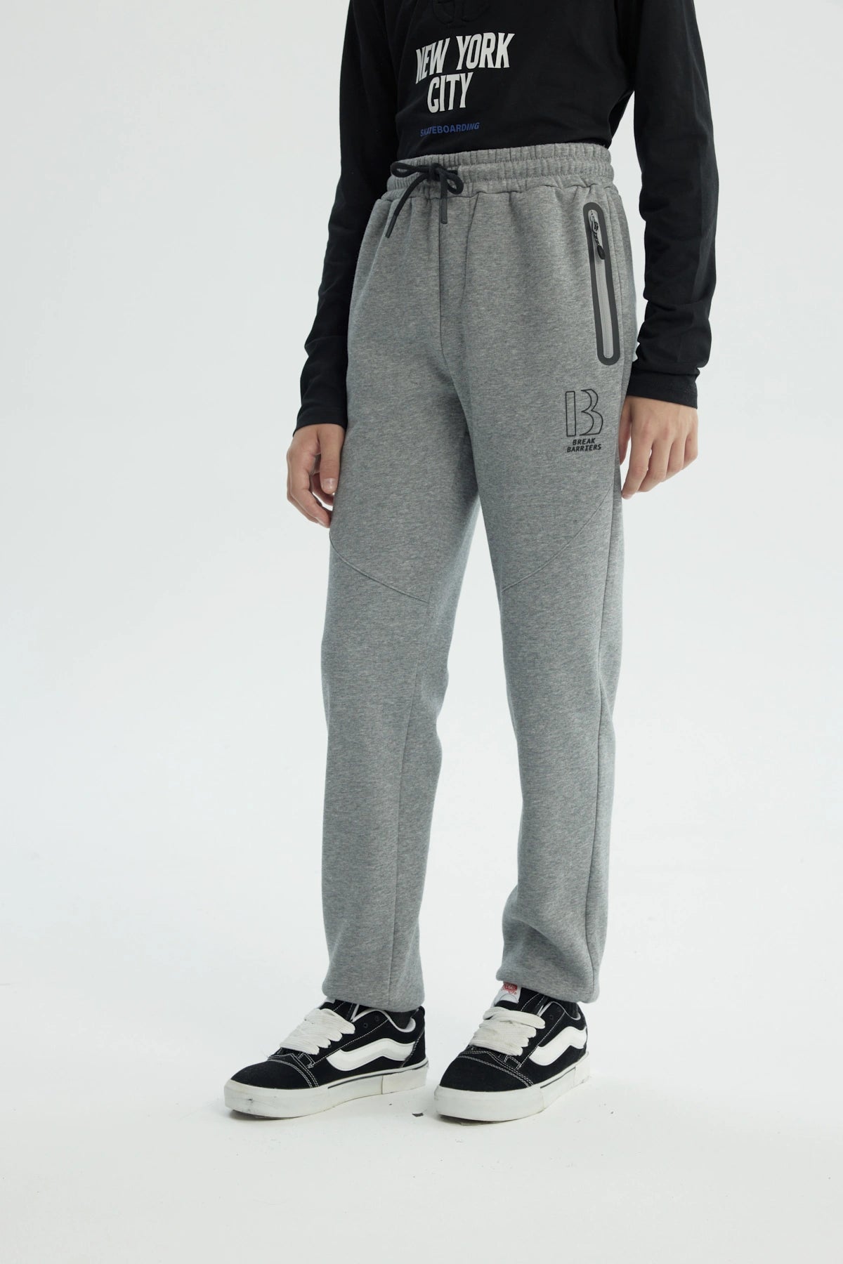 Pantalón Buzo Niño Clásico Gris Melange