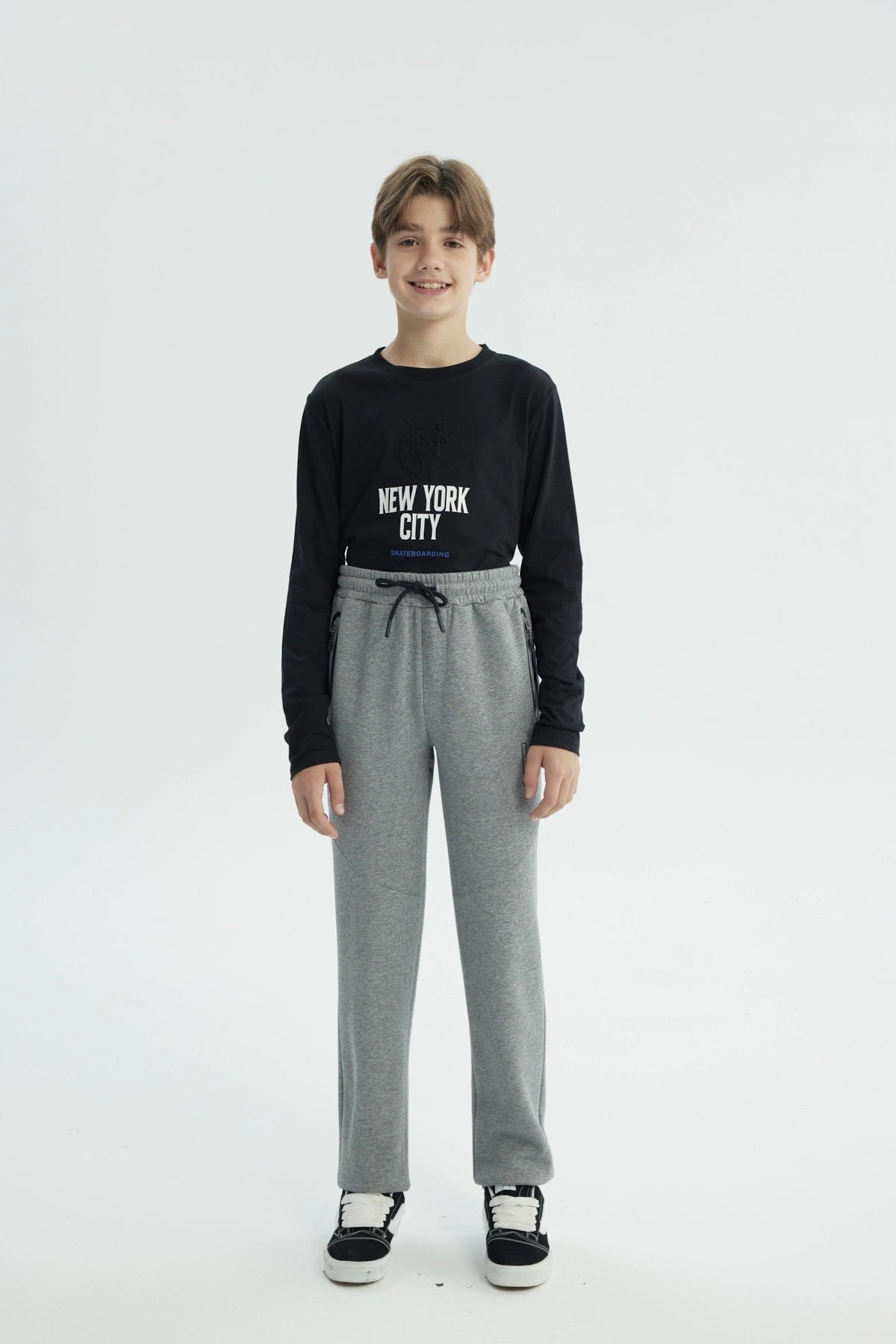 Pantalón Buzo Niño Clásico Gris Melange