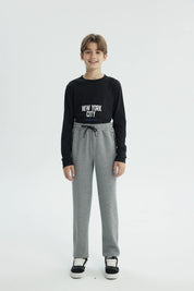 Pantalón Buzo Niño Clásico Gris Melange