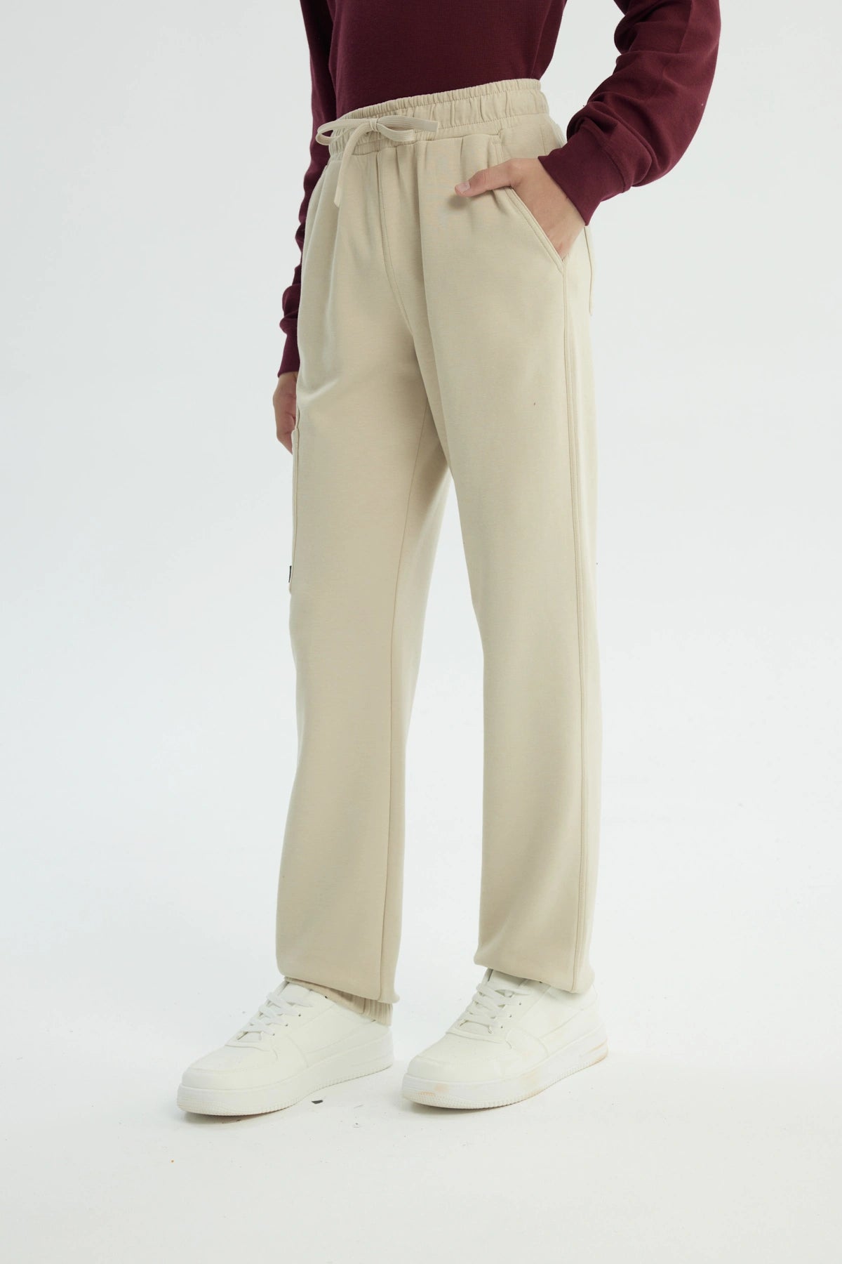 Pantalón Buzo Niño Pitillo Beige