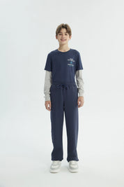 Pantalón Buzo Niño Pitillo Azul Oscuro
