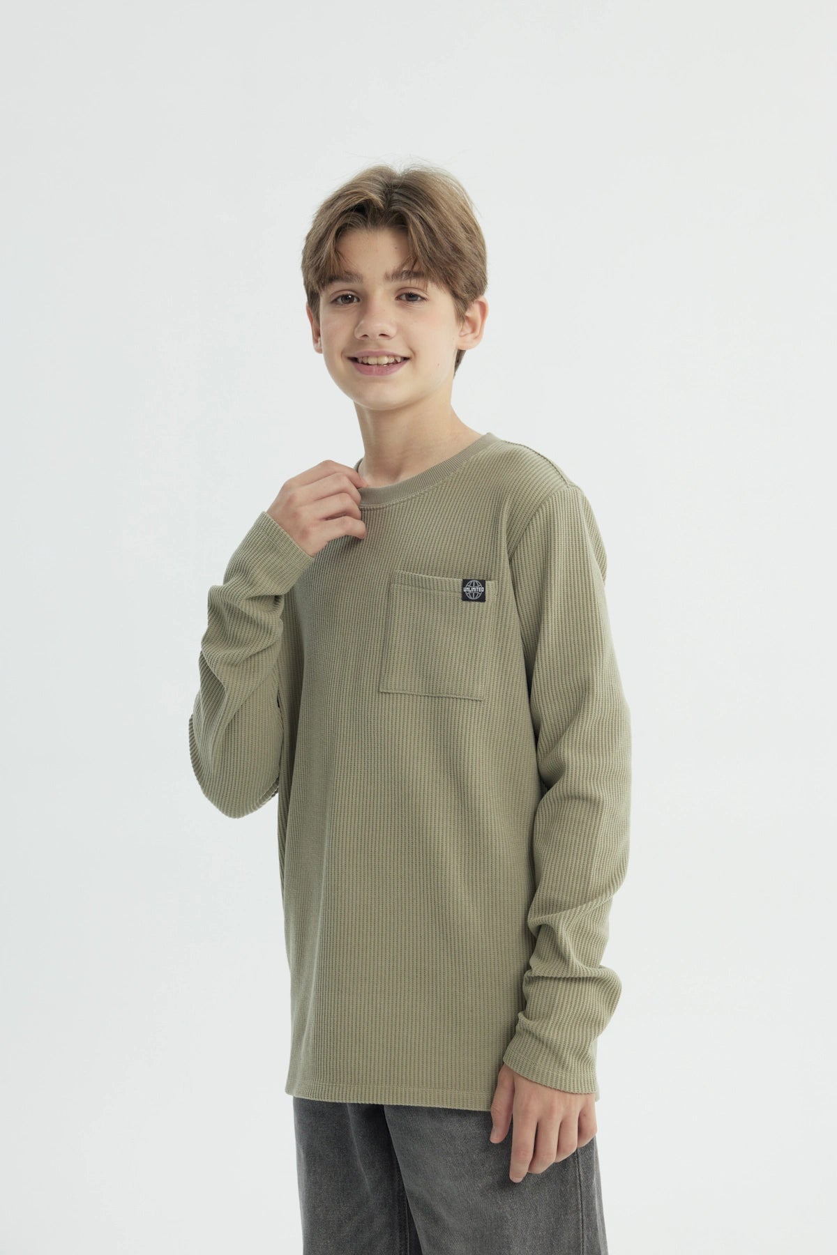 Polera Niño Regular Verde Militar