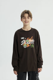 Polera Niño Oversize Café Oscuro