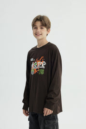 Polera Niño Oversize Café Oscuro