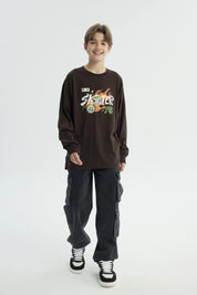 Polera Niño Oversize Café Oscuro