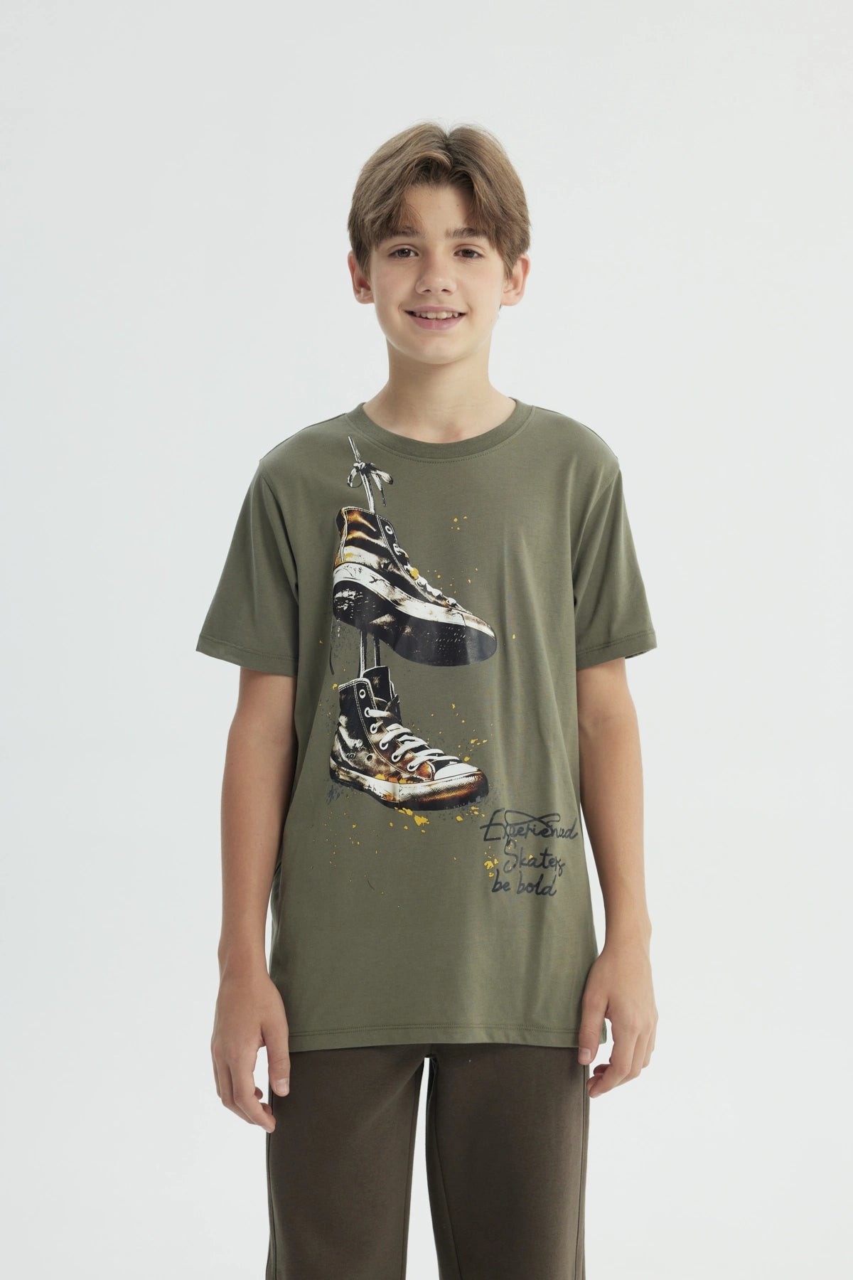 Polera Niño Regular Verde Militar