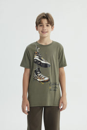 Polera Niño Regular Verde Militar
