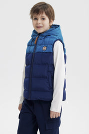 Parka Niño Sin Mangas Azul Petroleo