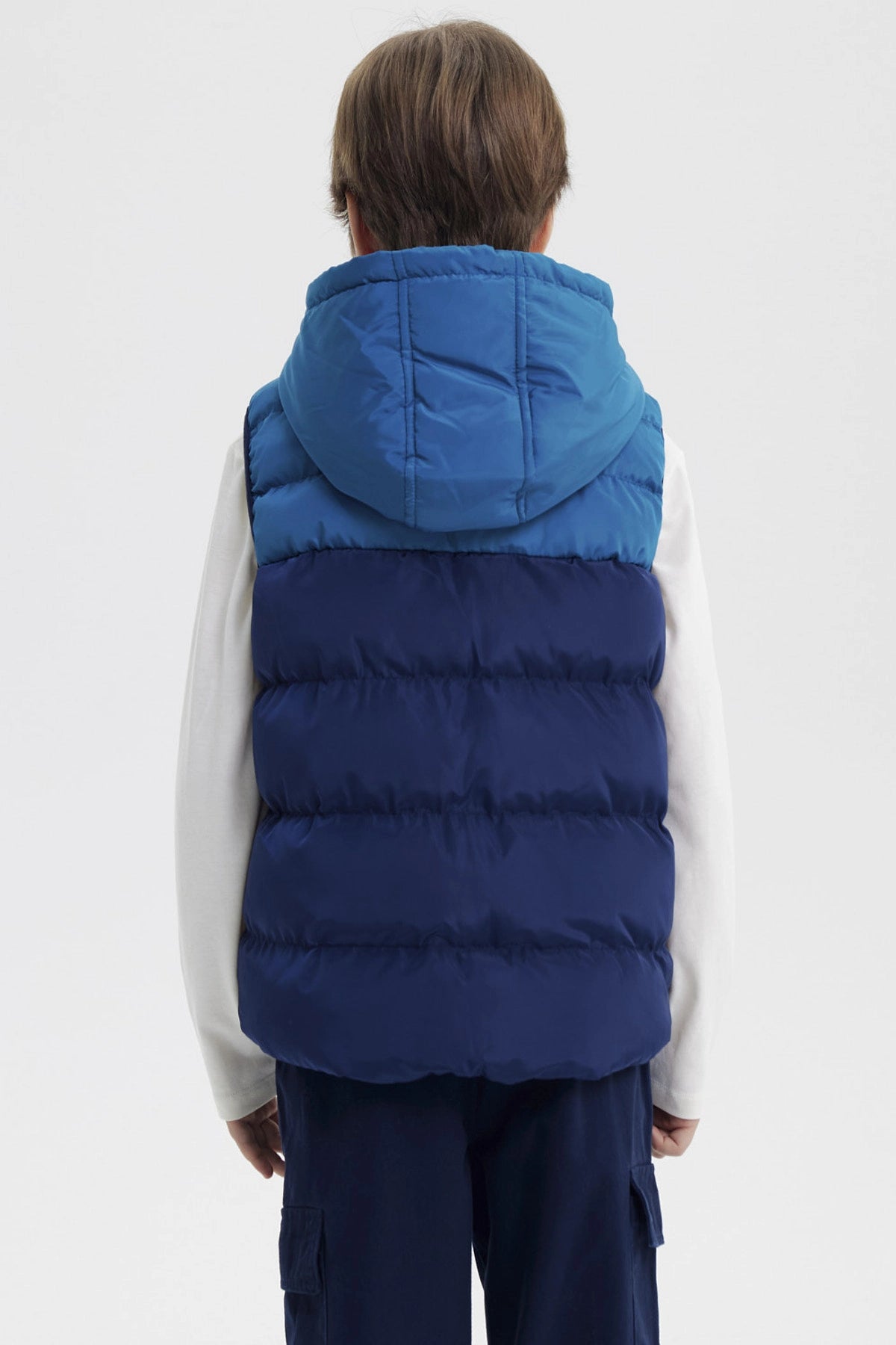 Parka Niño Sin Mangas Azul Petroleo