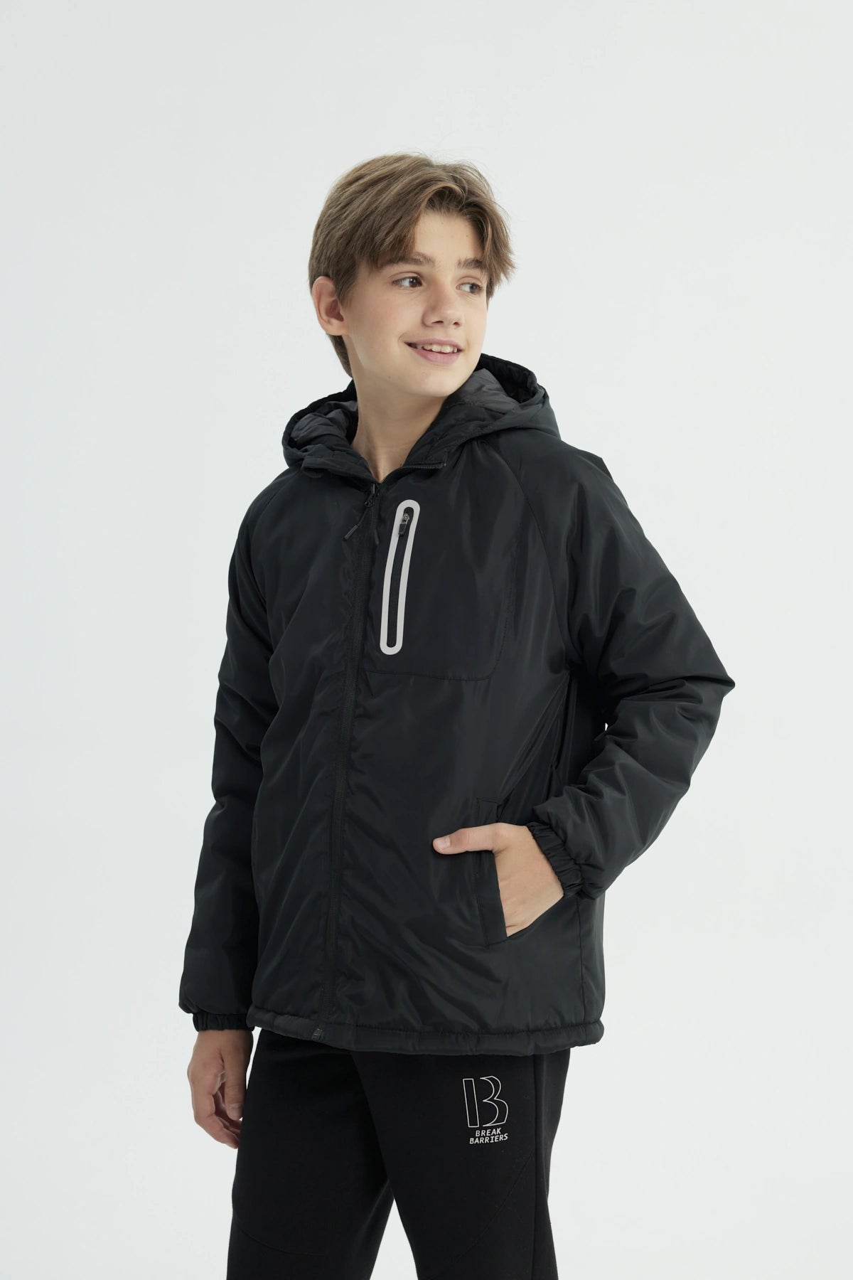 Chaqueta Niño Con Gorro Negro