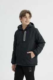 Chaqueta Niño Con Gorro Negro