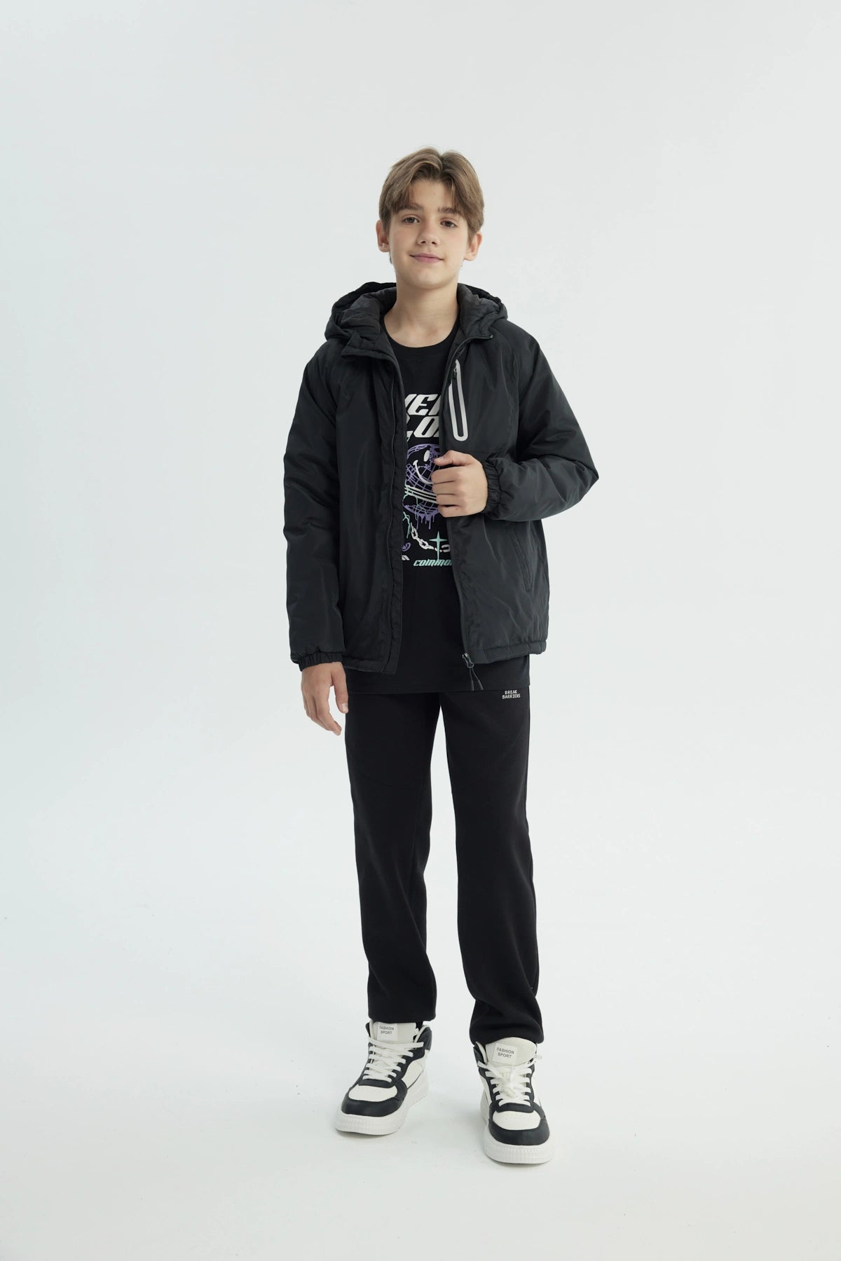 Chaqueta Niño Con Gorro Negro